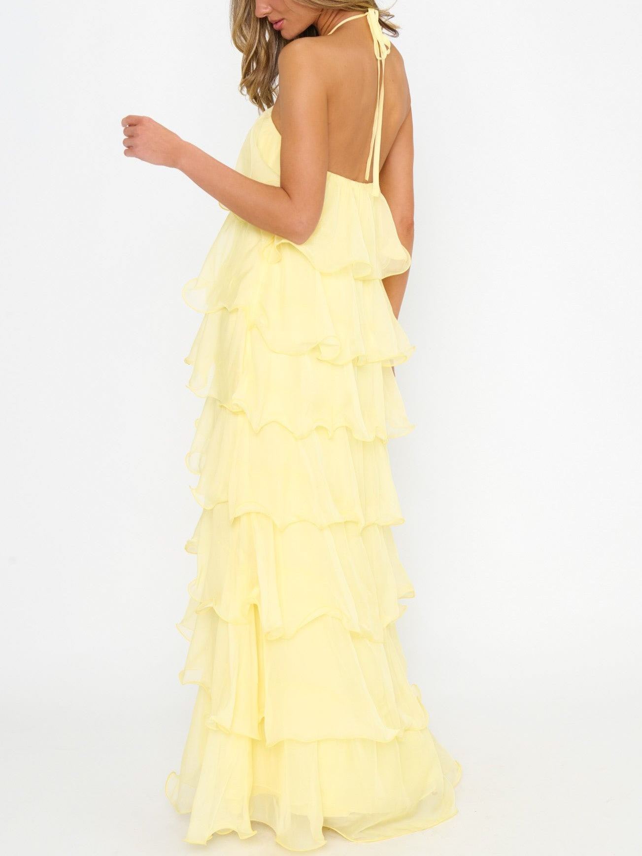 Kelsey Maxi ~ Pale Yellow Chiffon