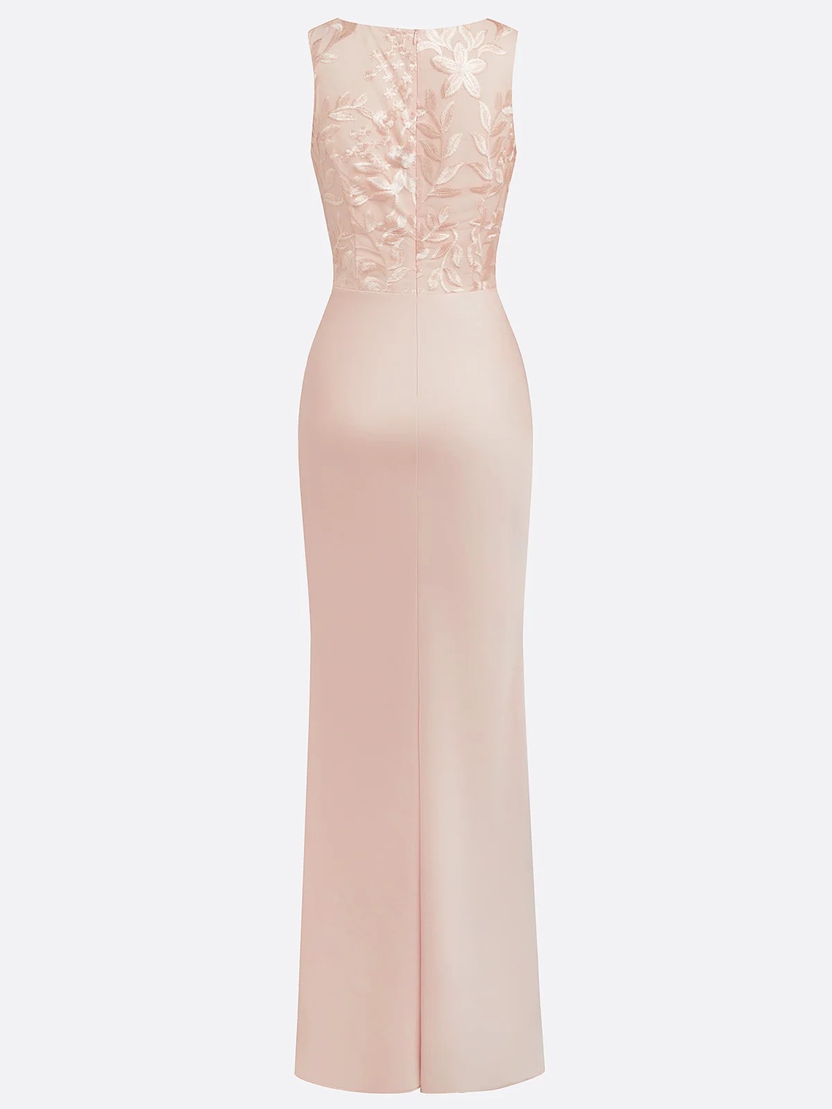 Champagne Satin Lace Drape Skirt Formal Maxi Dress