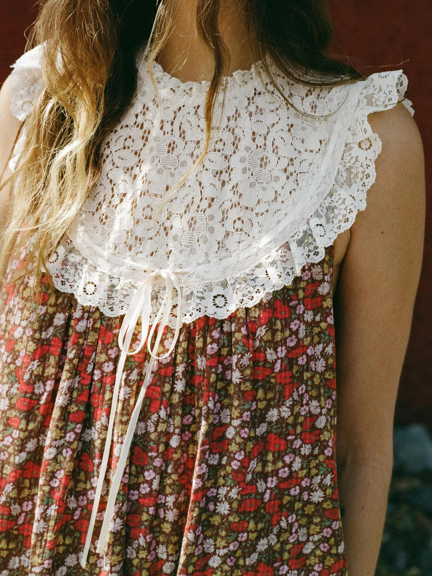 Vintage Floral Boho Lace Sleeveless Maxi Dress