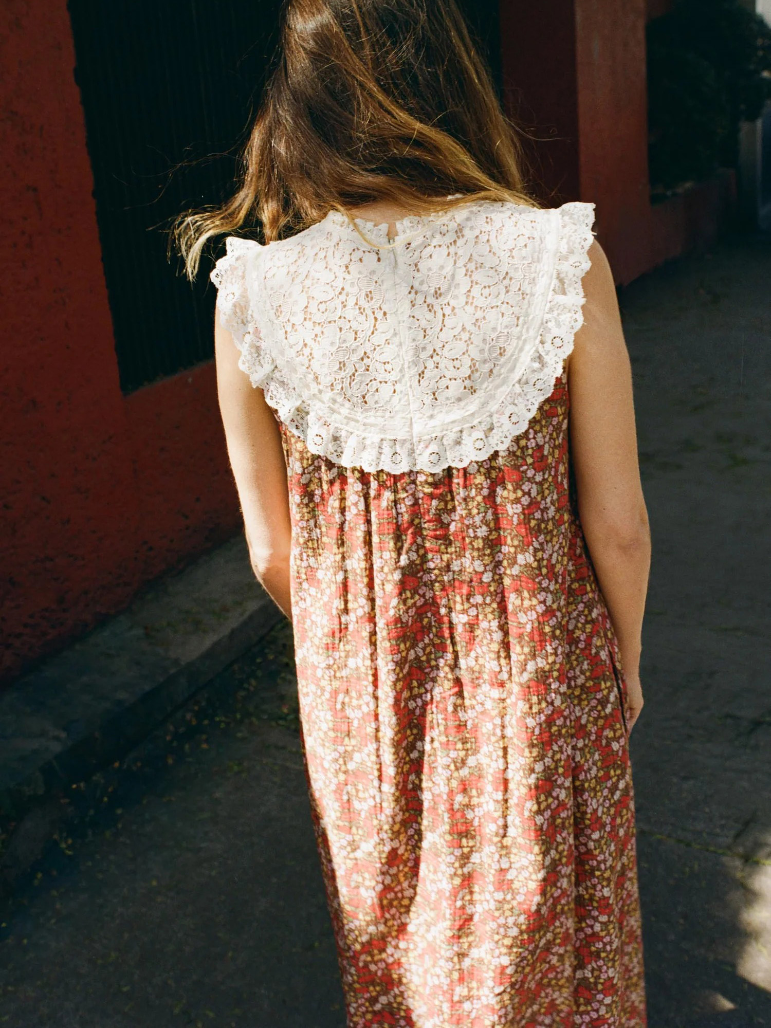 Vintage Floral Boho Lace Sleeveless Maxi Dress