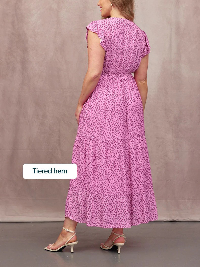 Boho Ditsy Floral Print Smocked Waist Maxi Dress