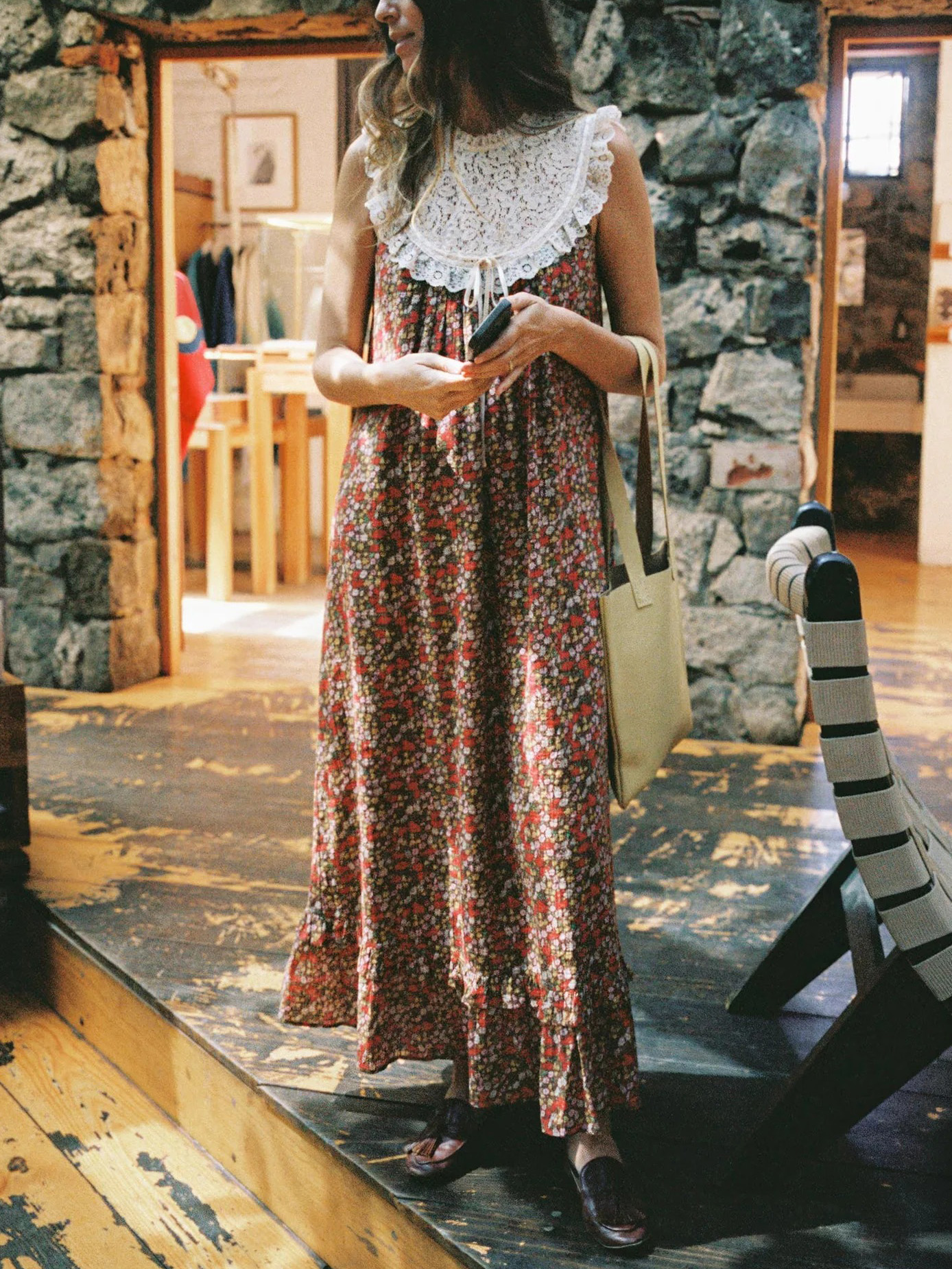 Vintage Floral Boho Lace Sleeveless Maxi Dress