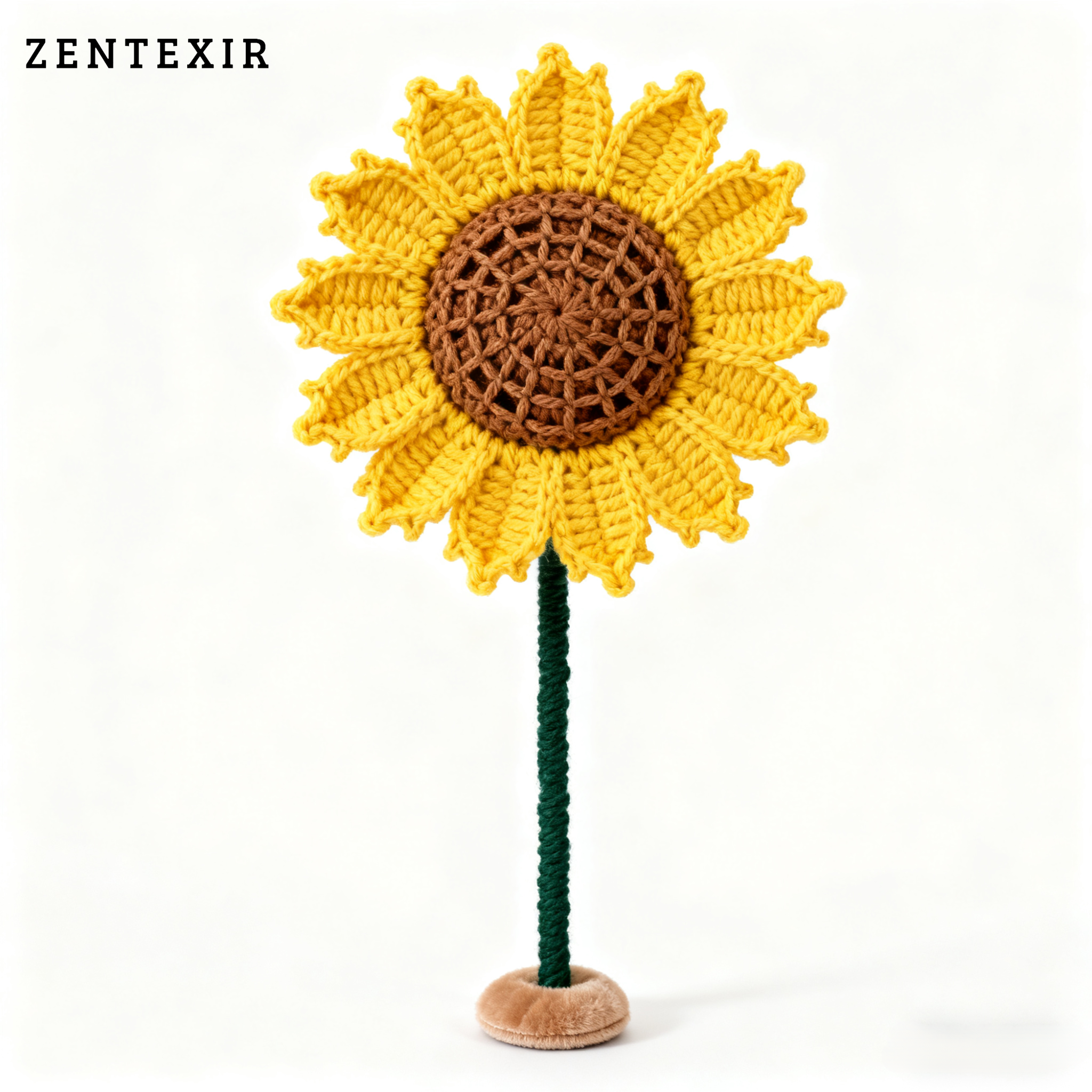 Handgestrickte Sonnenblumen (10 Stück)