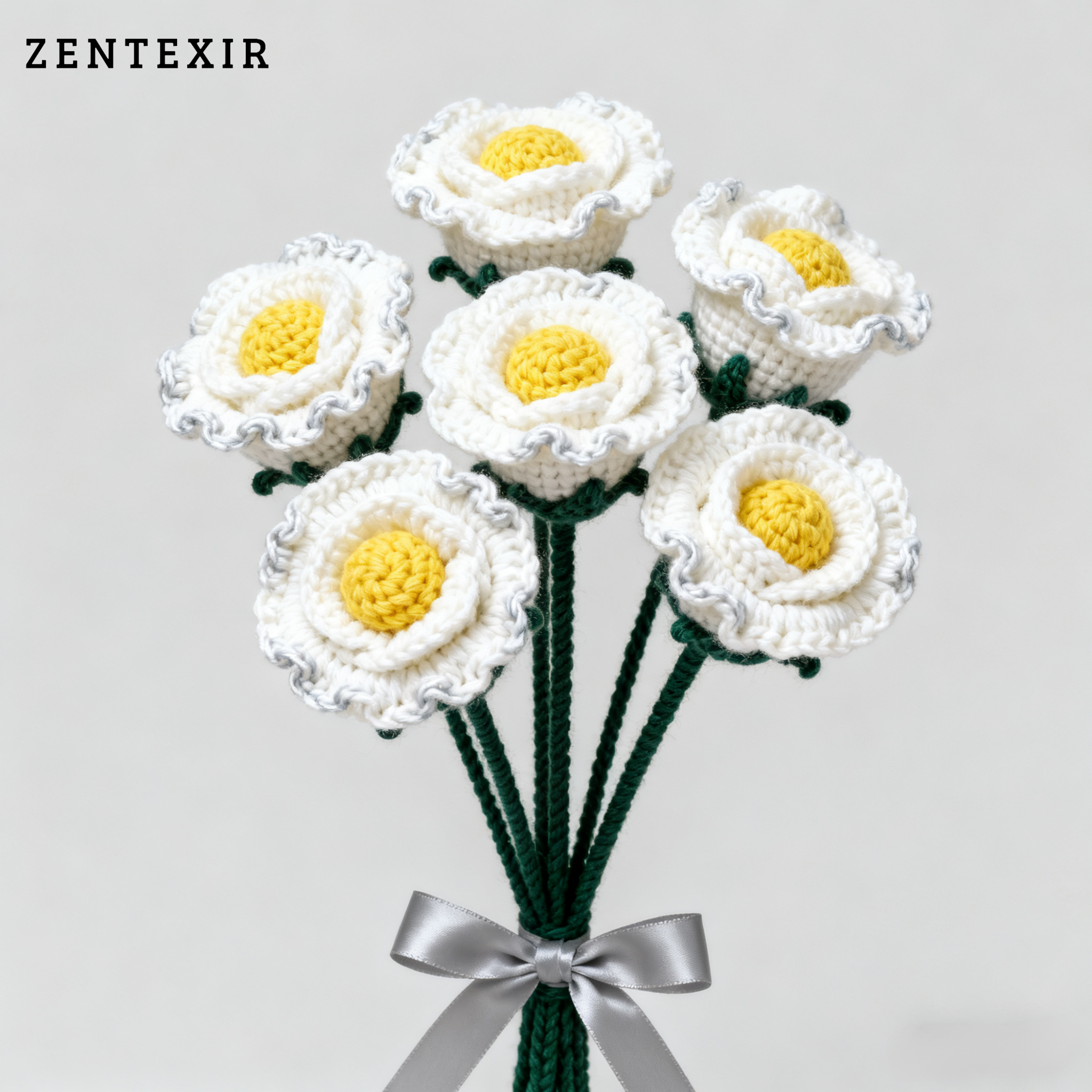 Handgestrickte Kunstblumen