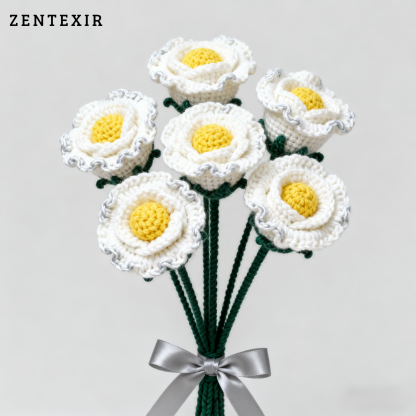 Handgestrickte Kunstblumen