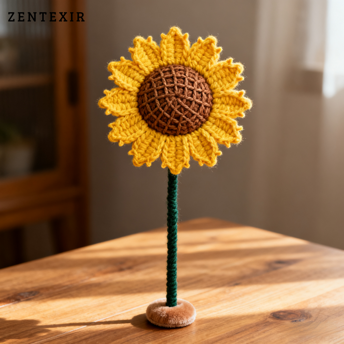 Handgestrickte Sonnenblumen (10 Stück)