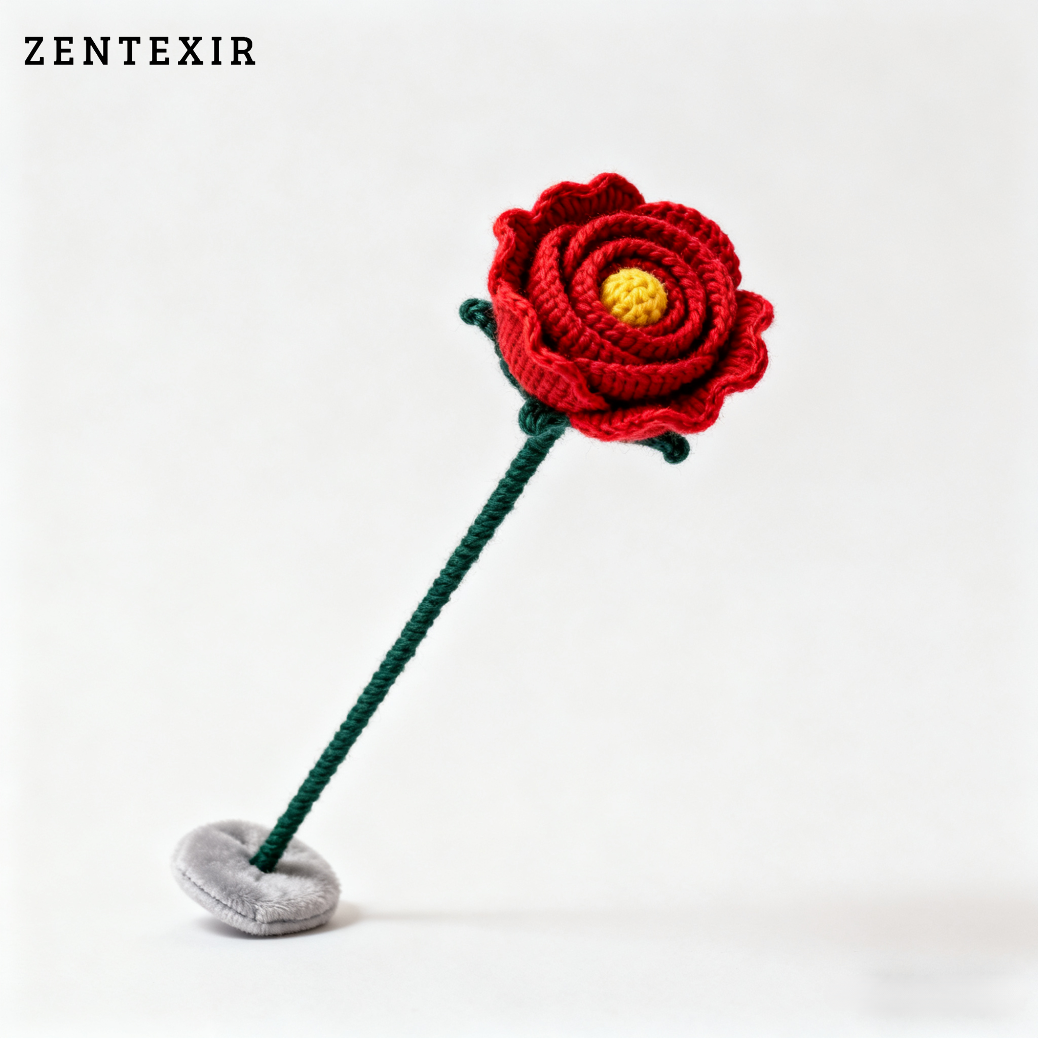 Handgestrickte Rosen im 10er-Set aus Wolle