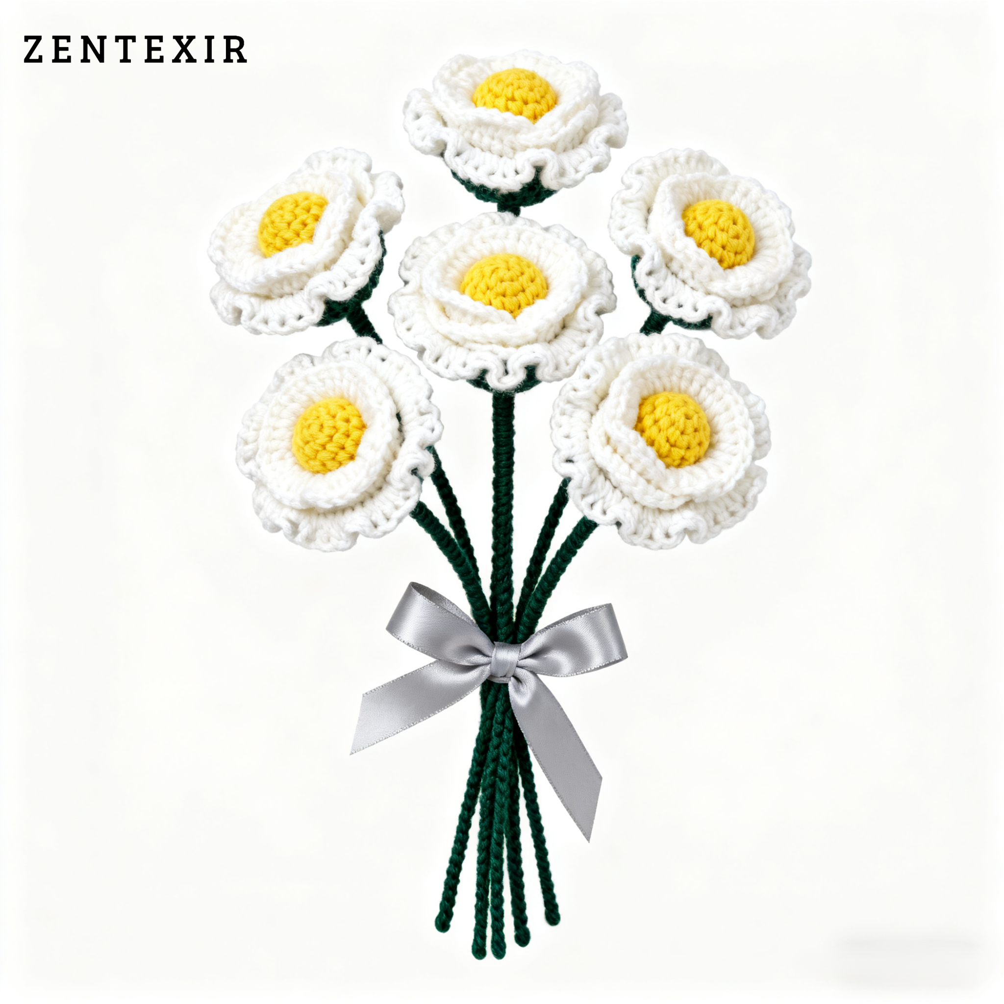 Handgestrickte Kunstblumen