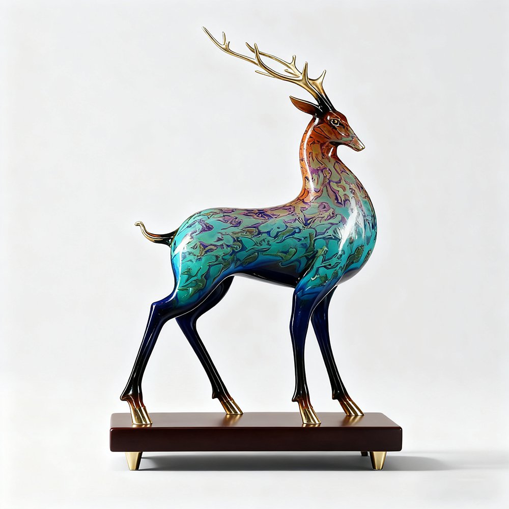 Buntes Hirschkunst-Ornament als kreative Wohnraumdekoration