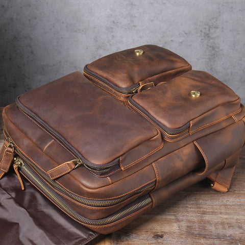 sac à dos en cuir souple avec un organiseur spacieux pour ranger une trousse de toilette, des vêtements, des sacs à main ou des écharpes