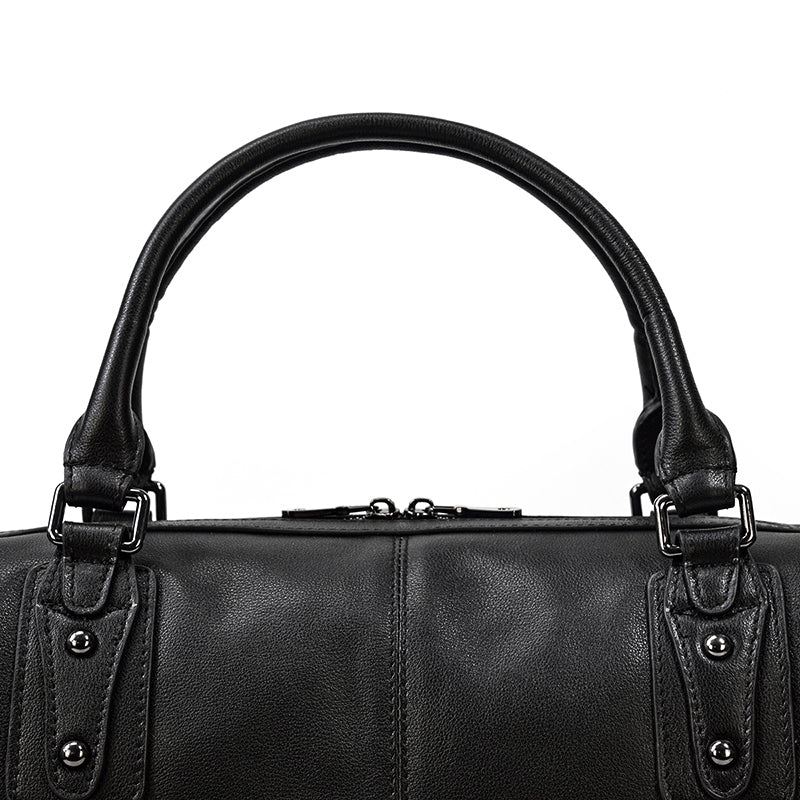 Black Leather Holdall  for men