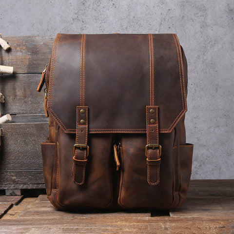 sac à dos en cuir véritable pour femmes avec des coutures robustes et des sangles