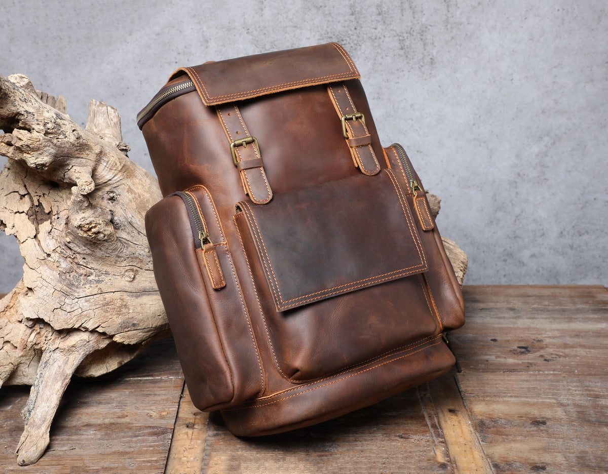 sac à dos en cuir vintage pour un usage quotidien pour hommes pour transporter une trousse de toilette, des vêtements ou des vestes