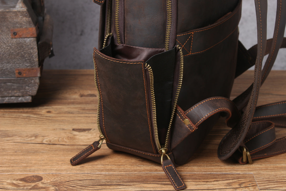 sac à dos en cuir convertible en sac à vêtements avec couture robuste et sangle
