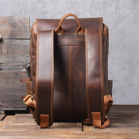 sac à dos en cuir bronzé pour femmes avec quincaillerie en laiton doré et housse matelassée pour ordinateur portable pour transporter votre MacBook ou tablette iPad