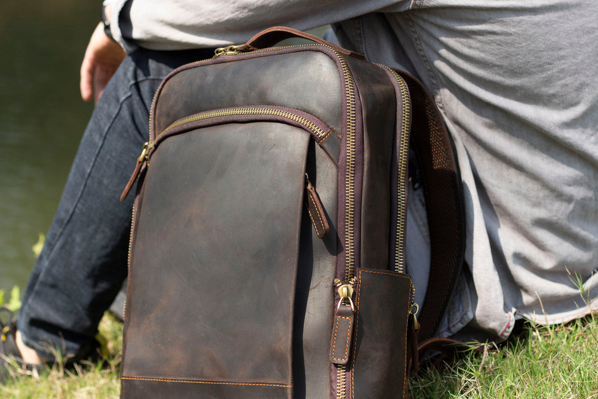 sac à dos de jour en cuir pour ordinateur portable