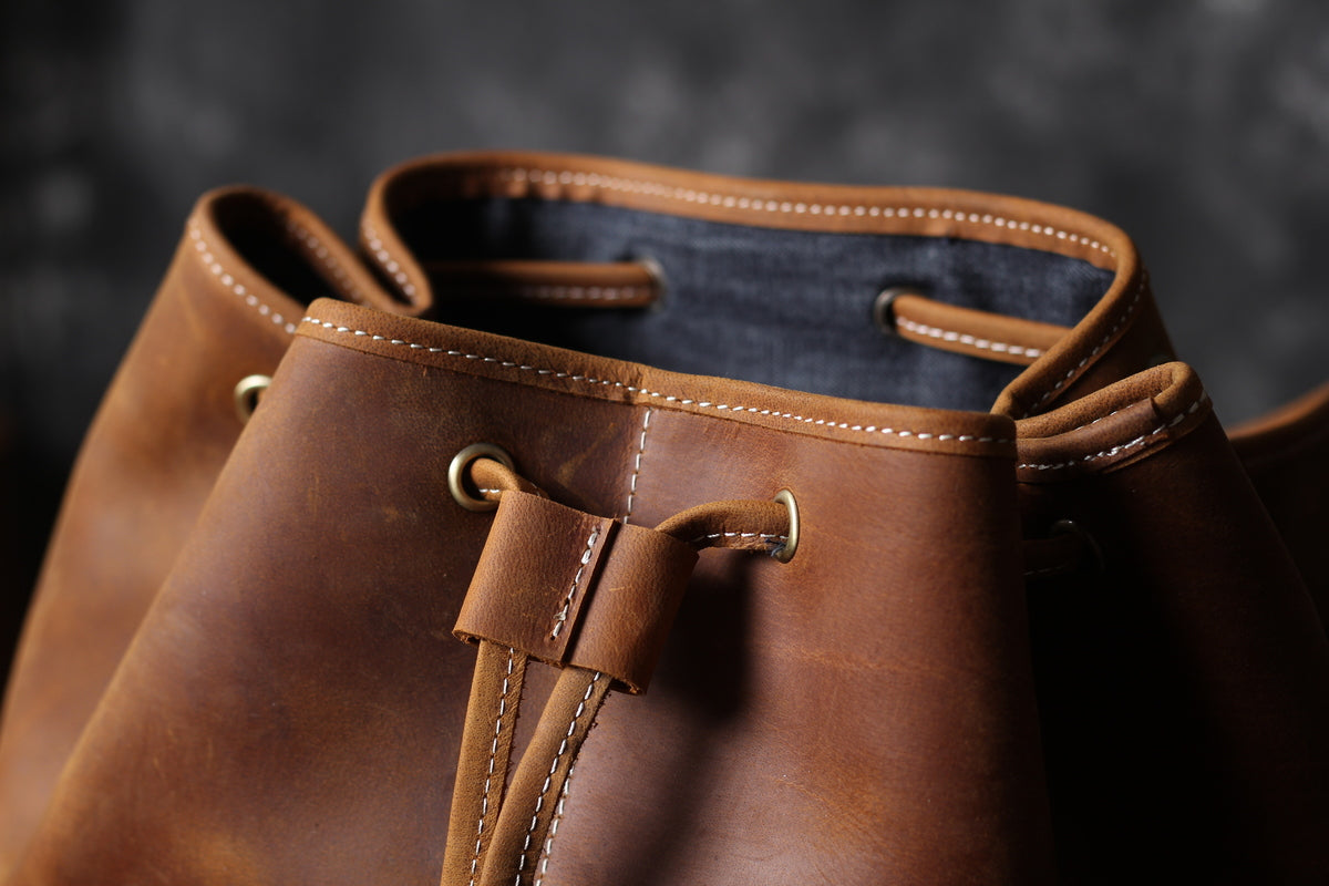 trendy bohemian style cow leather backpack