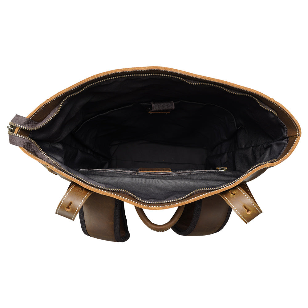 large leather laptop backpack