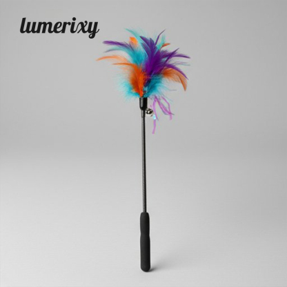 Lumerixy Long steel wire cat teaser with feathers