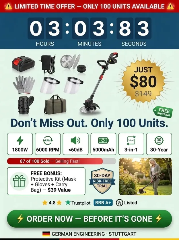 🚀 Cut Lawn Care Time by 80%: Clear 100m² in 3 Mins—Zero Bending Over, Zero Back Pain!