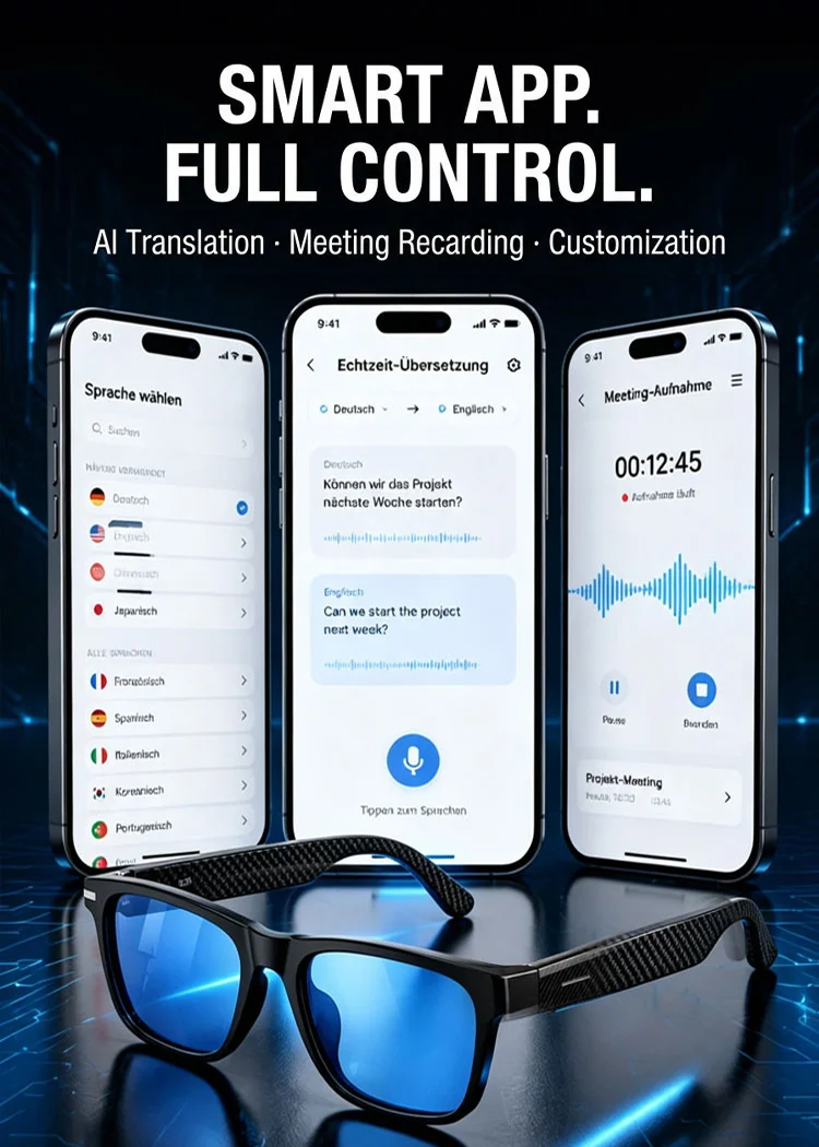 Smart Zoom Color-Changing Solar Real-Time AI Translation Glasses