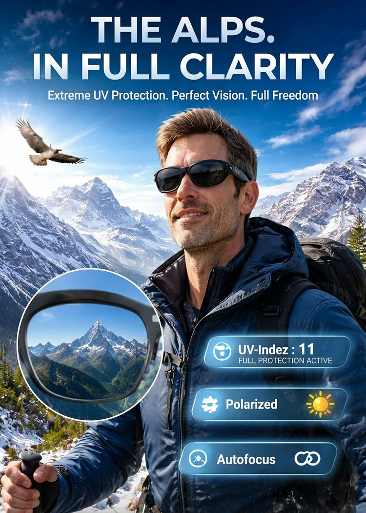 Smart Zoom Color-Changing Solar Real-Time AI Translation Glasses