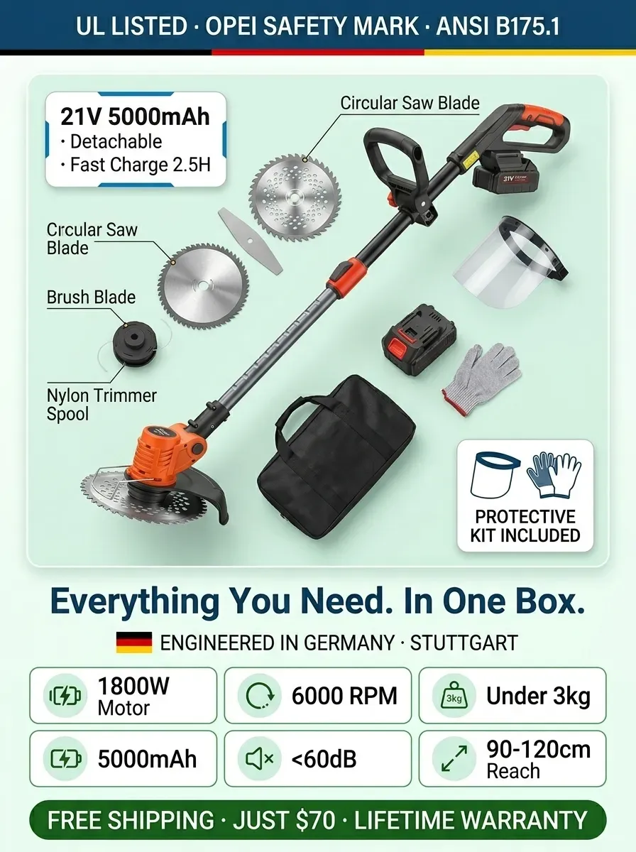 🚀 Cut Lawn Care Time by 80%: Clear 100m² in 3 Mins—Zero Bending Over, Zero Back Pain!
