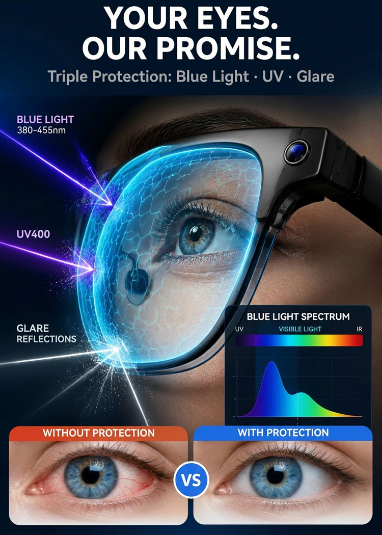 Smart Zoom Color-Changing Solar Real-Time AI Translation Glasses