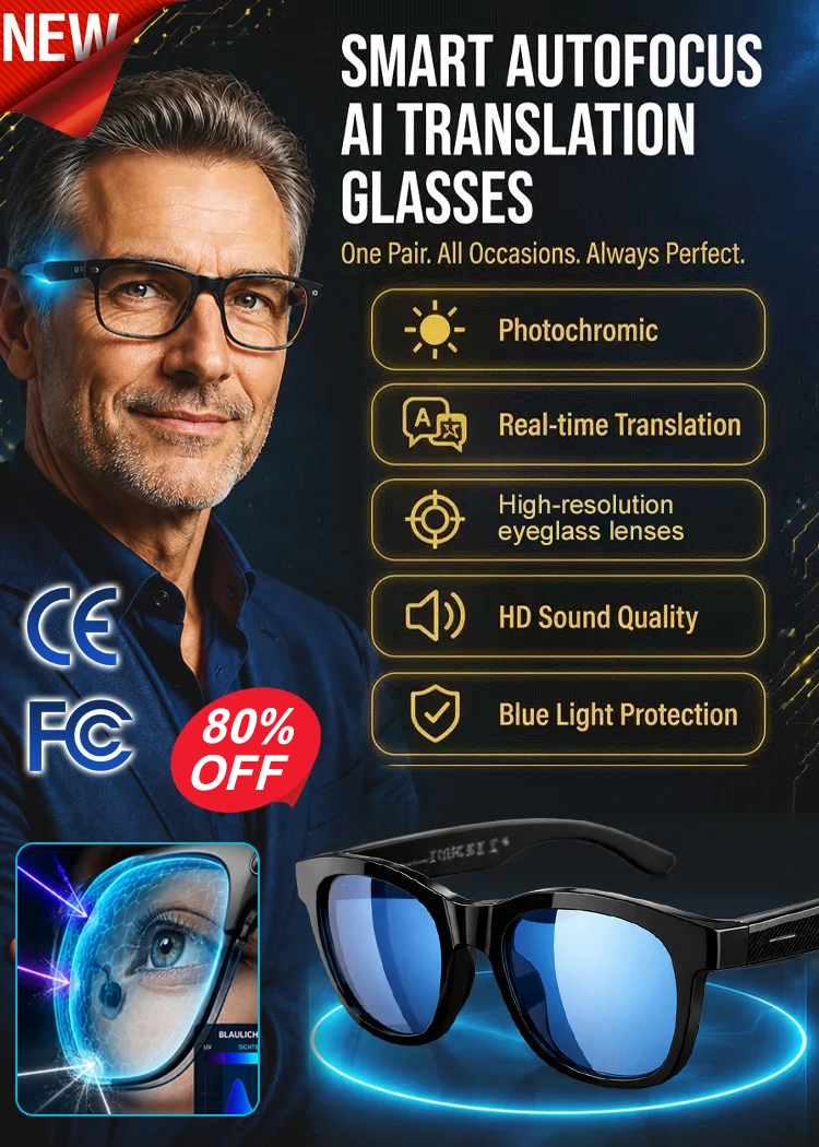 Smart Zoom Color-Changing Solar Real-Time AI Translation Glasses