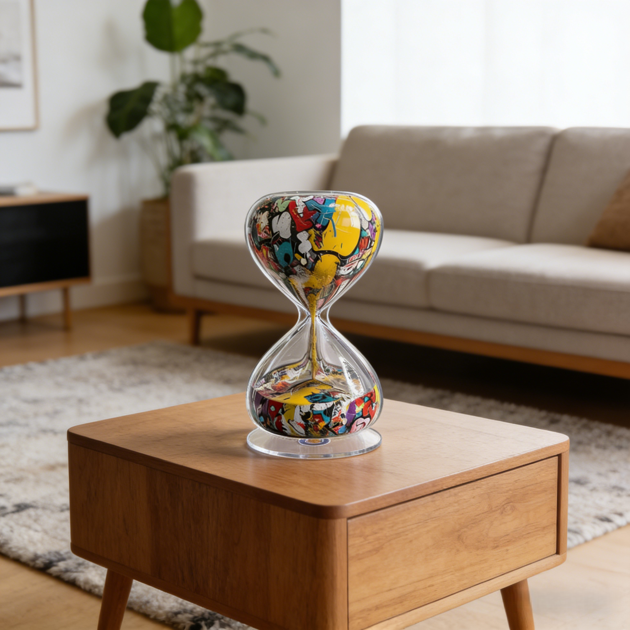 Rotating Acrylic Sand Timer with Graffiti Style Color Change