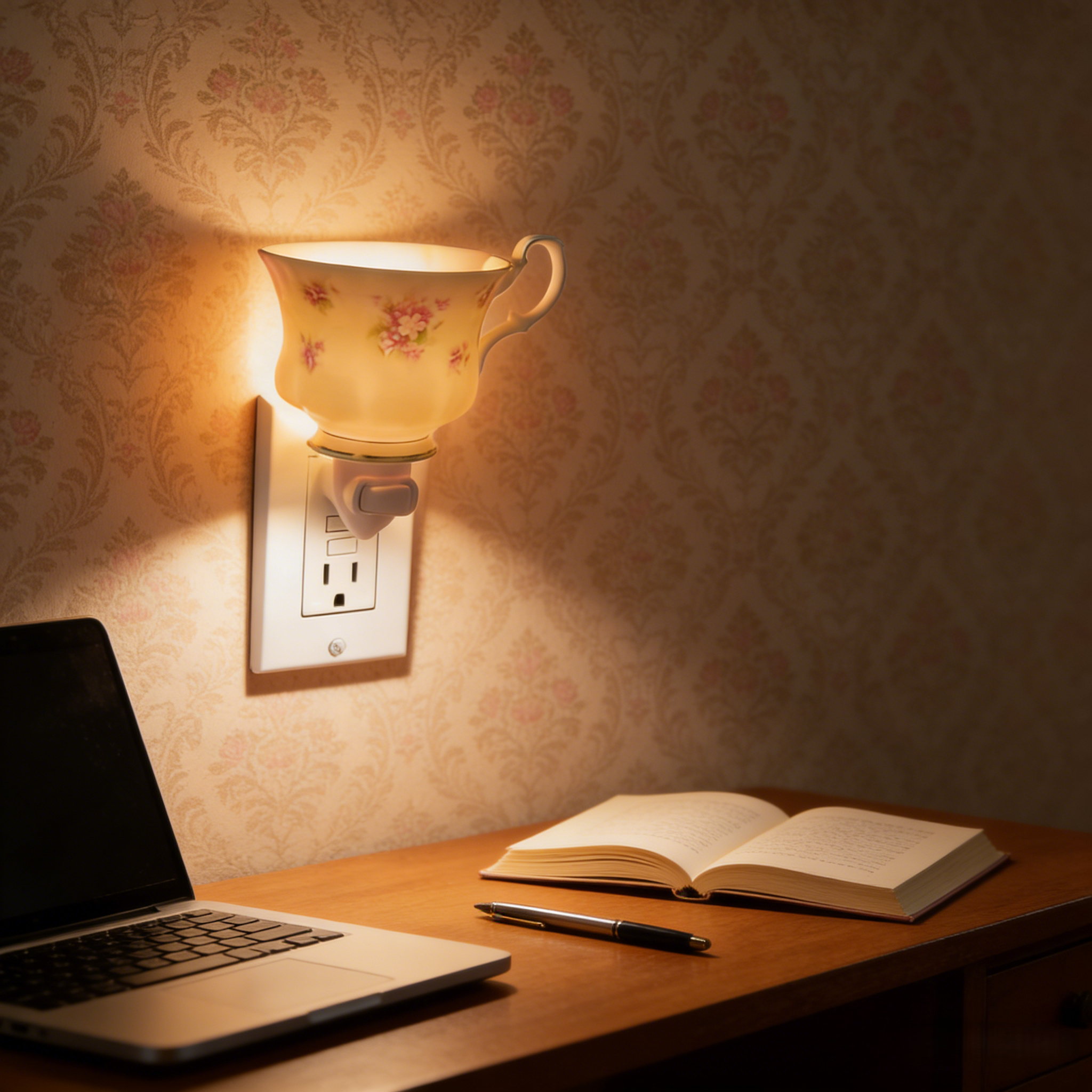 Vintage Pastoral Teapot Plug-In Night Light.