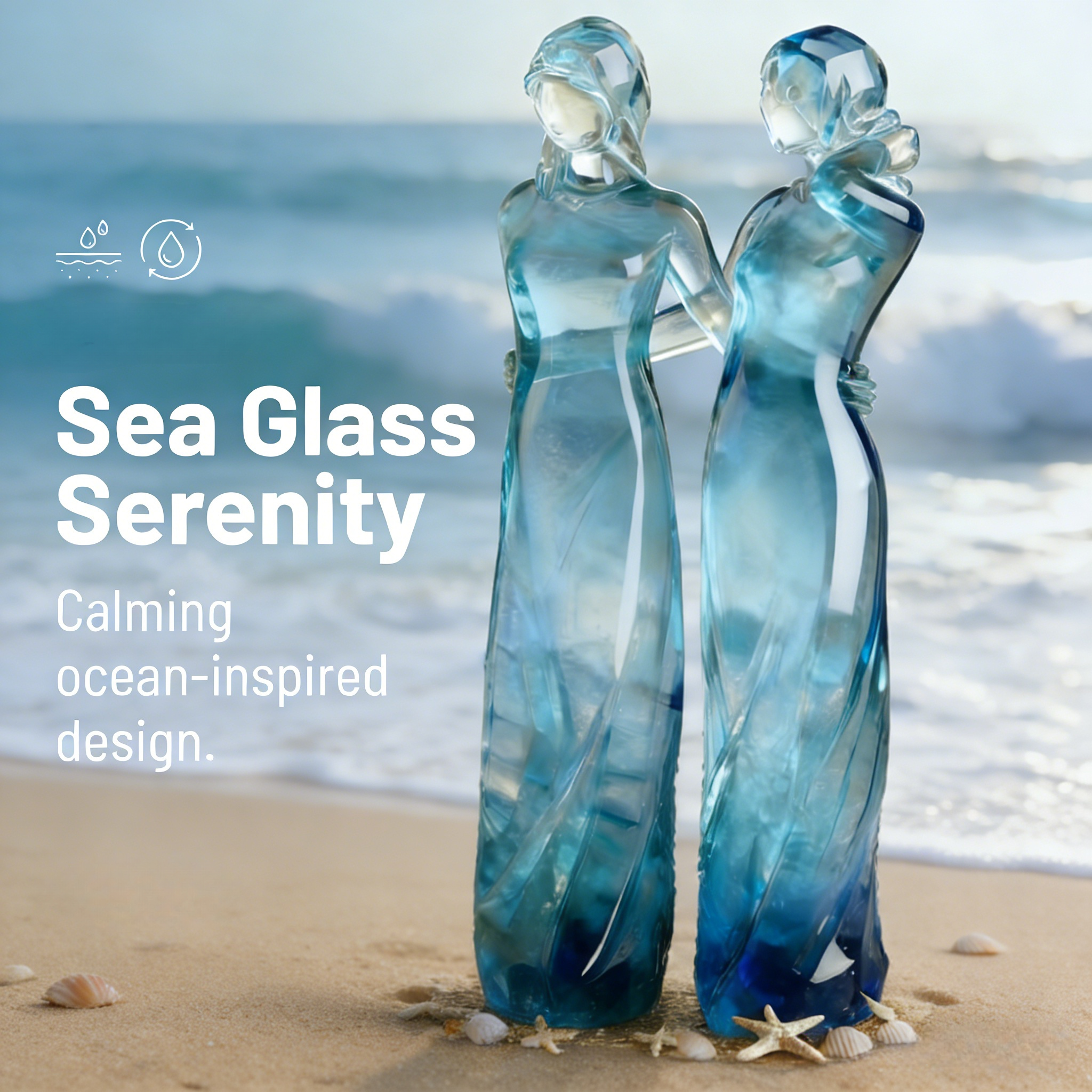 Celebrates Friendships Sea Glass Sisters Sculpture