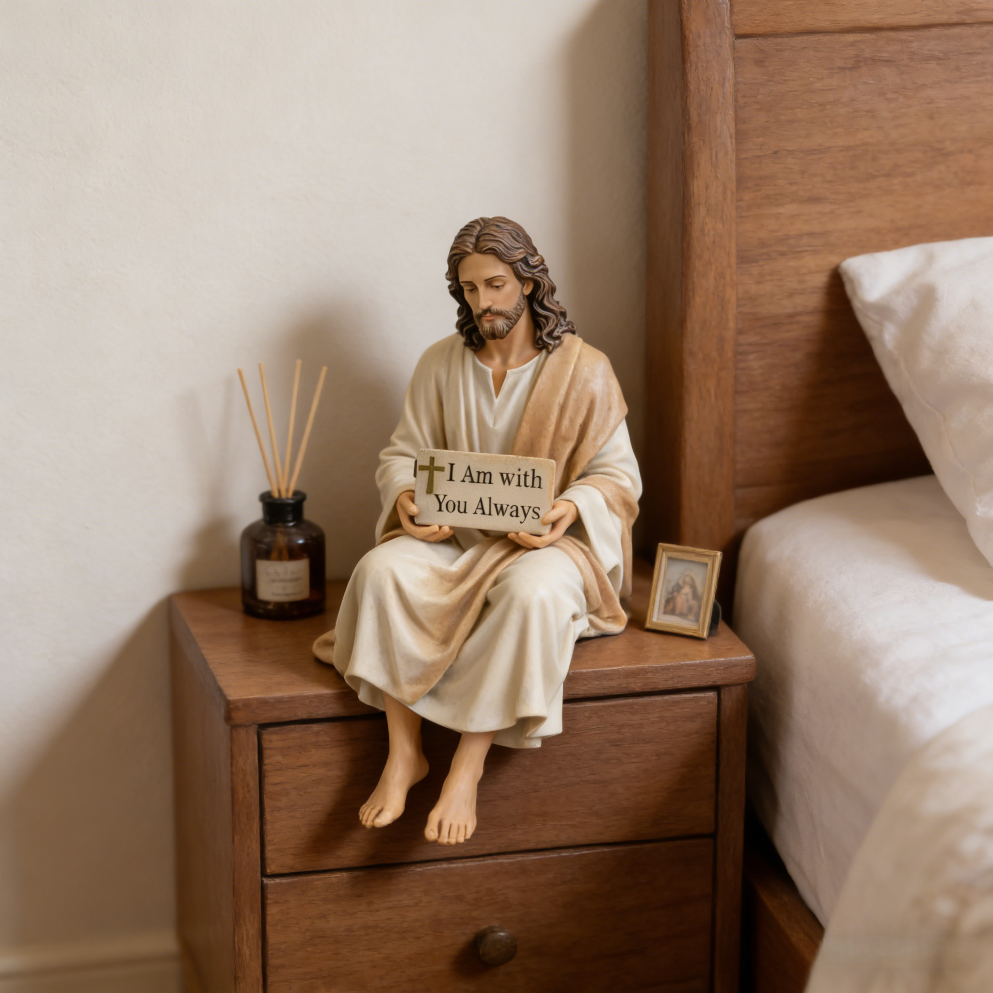 Hand-Painted Ceramic Jesus Figurine-Serene Desk Companion