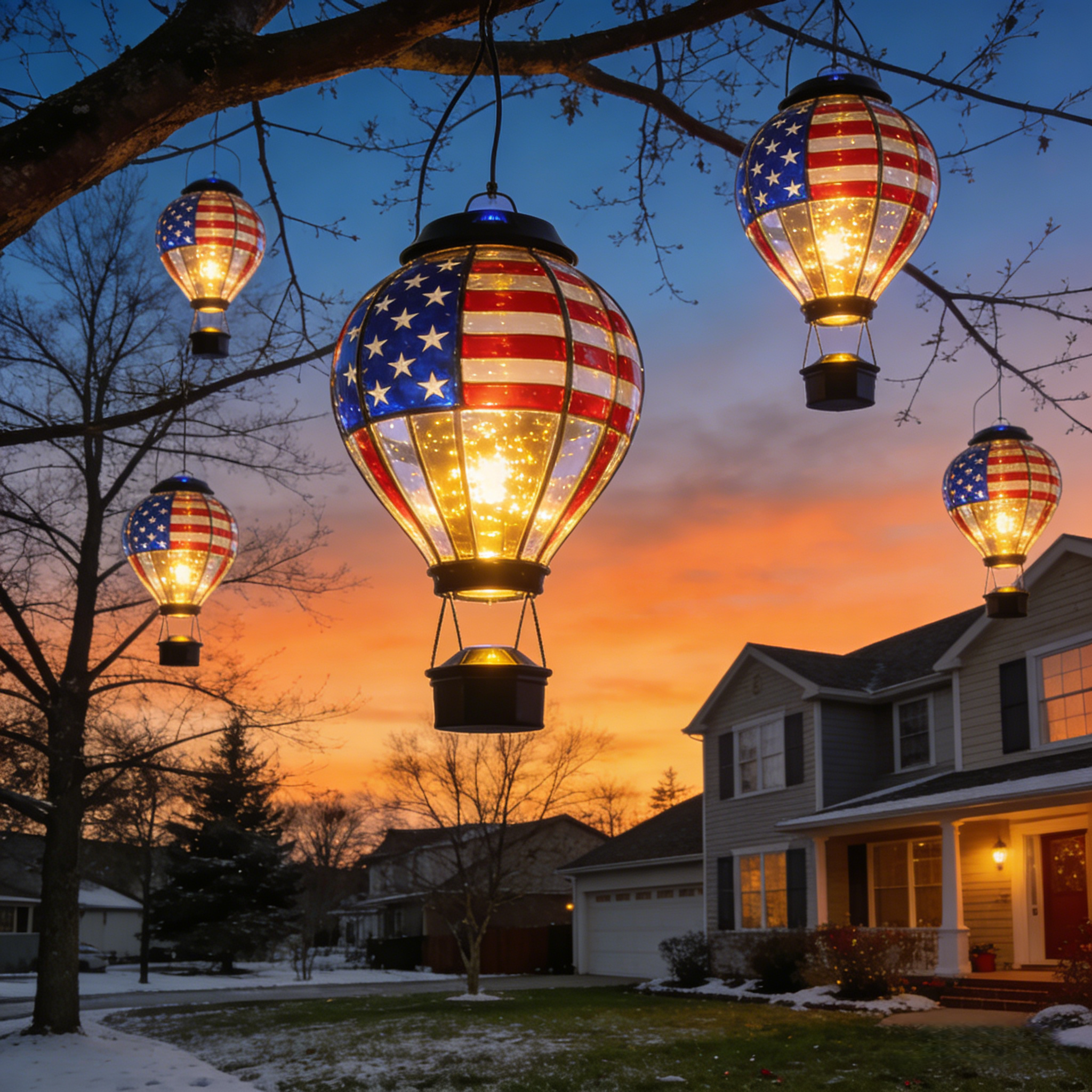 The Stars and Stripes Solar Hot Air Balloon Lantern 
