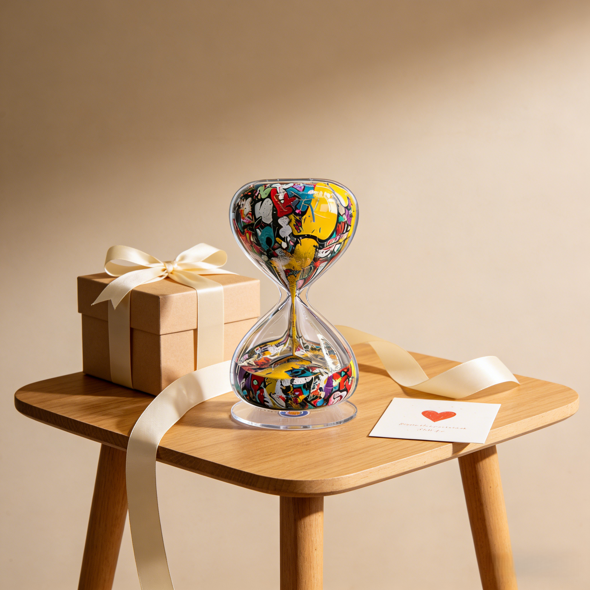 Rotating Acrylic Sand Timer with Graffiti Style Color Change