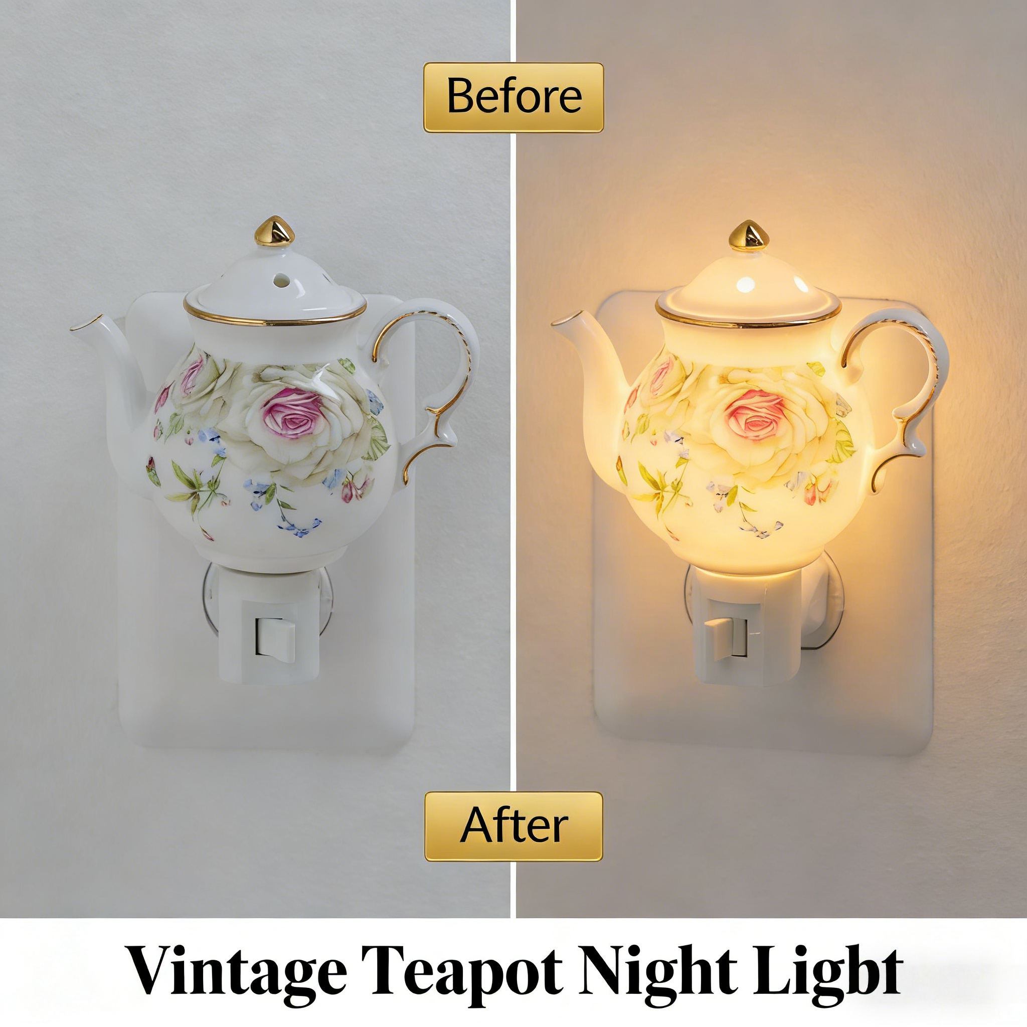 Vintage Pastoral Teapot Plug-In Night Light