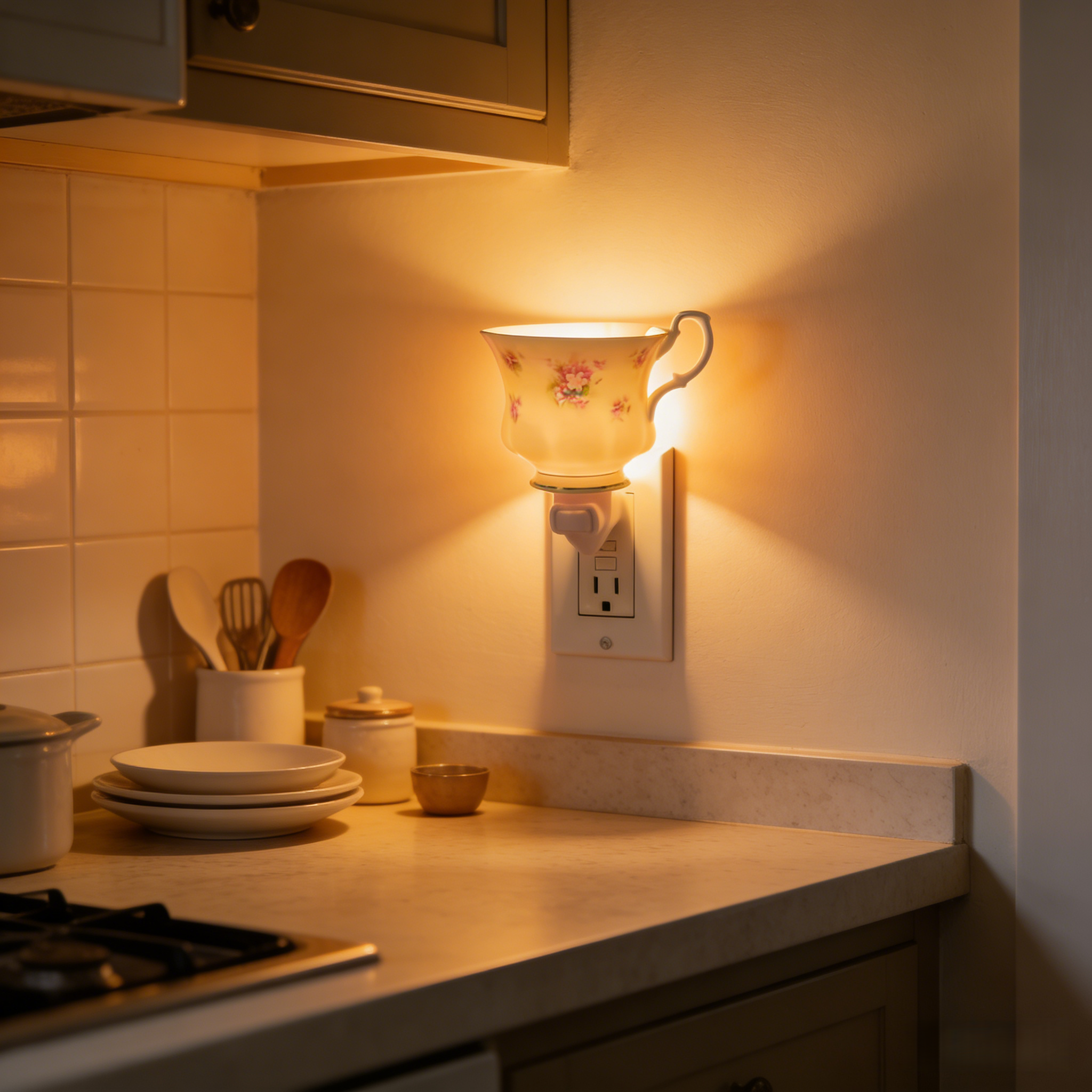 Vintage Pastoral Teapot Plug-In Night Light