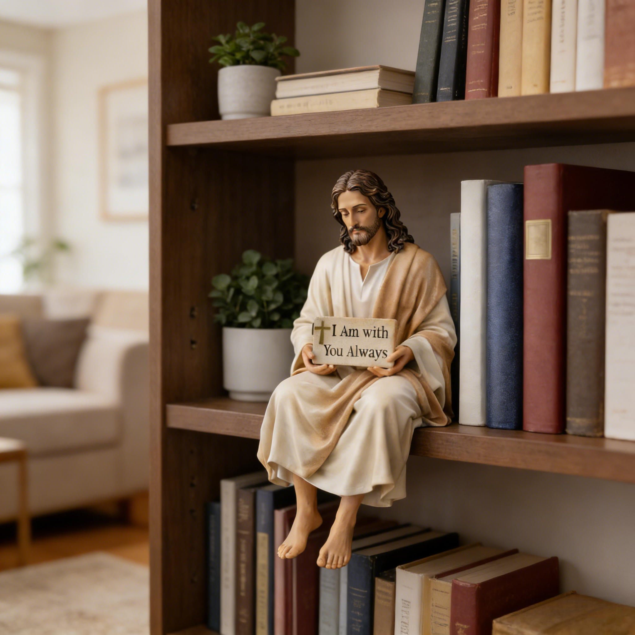 Hand-Painted Ceramic Jesus Figurine-Serene Desk Companion