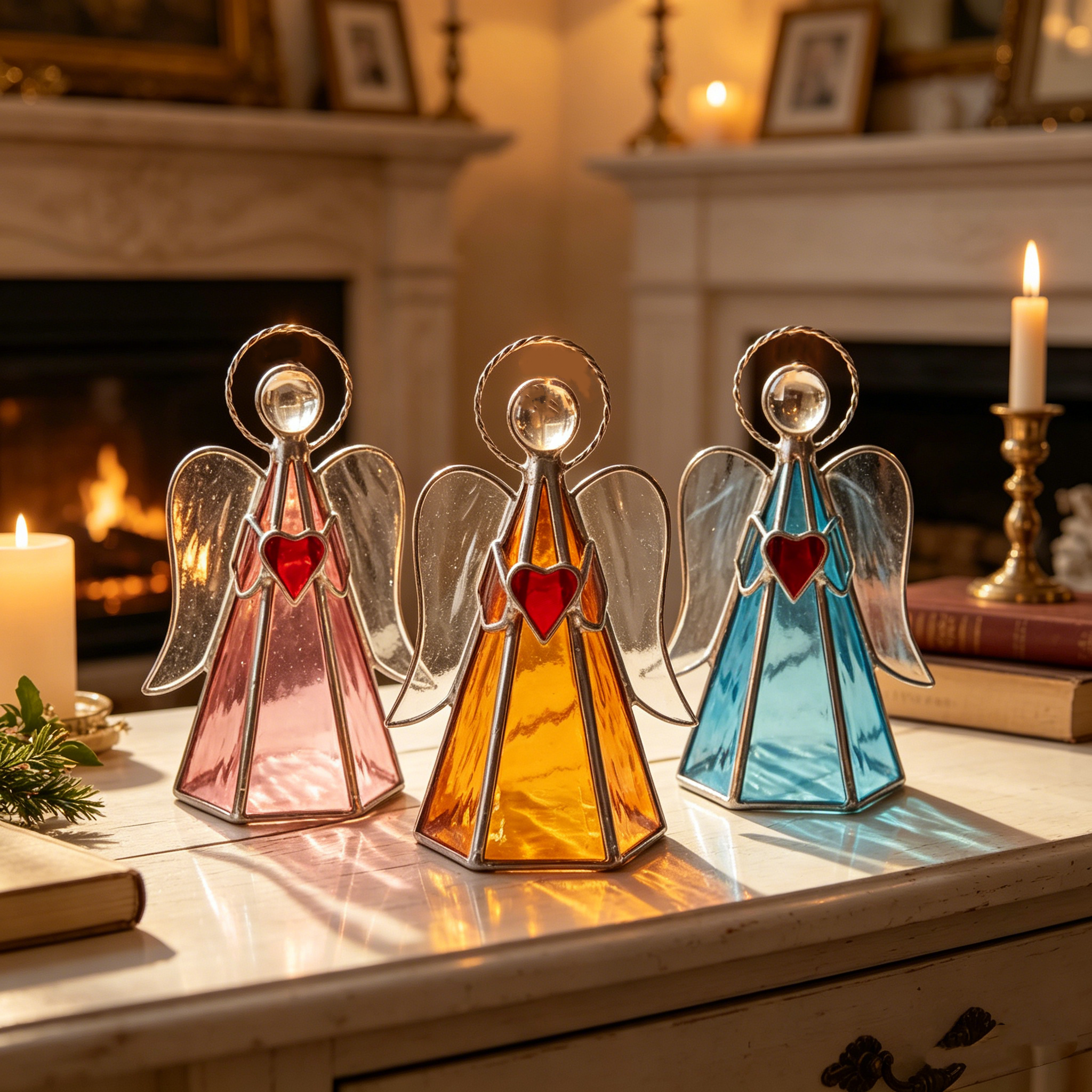 Guardian Angel Stained Glass Candle Holder
