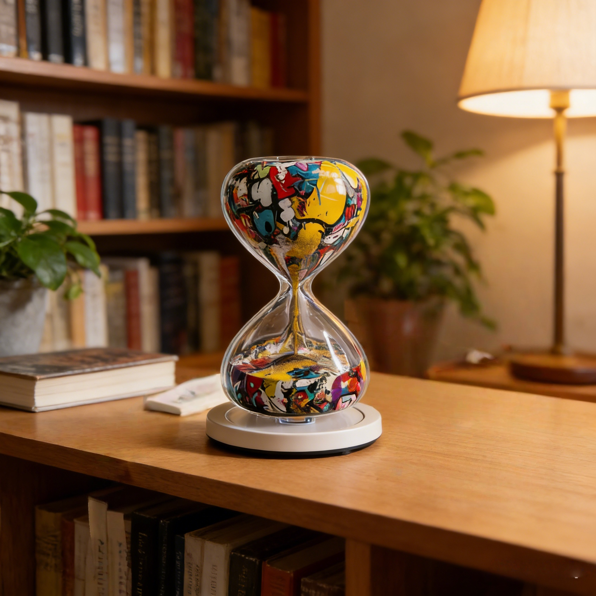 Rotating Acrylic Sand Timer with Graffiti Style Color Change