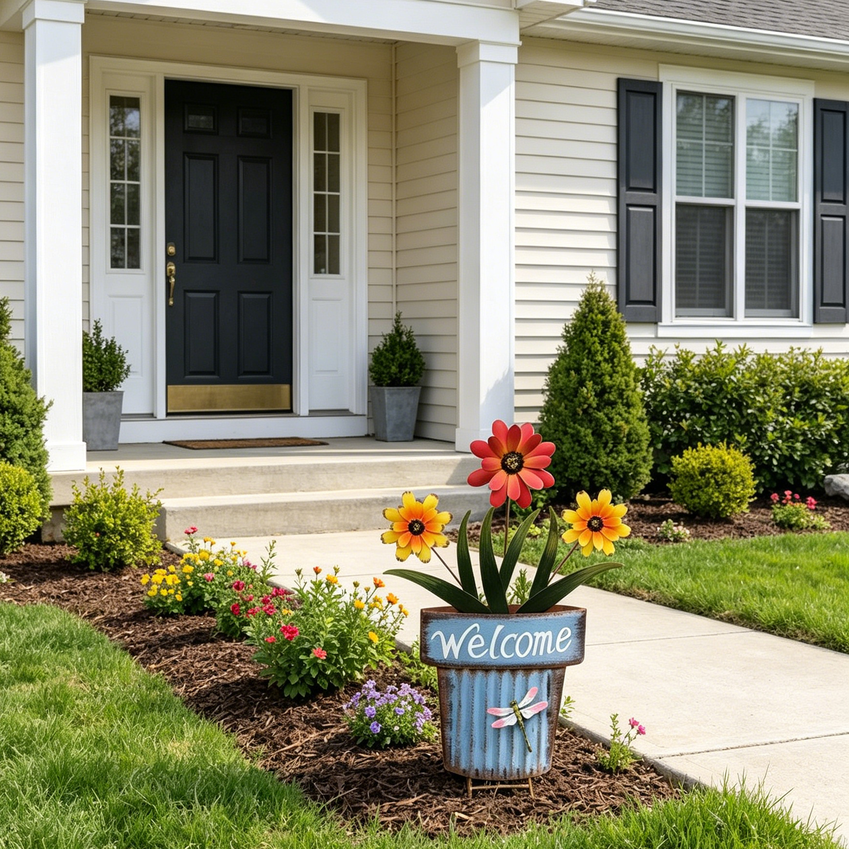 Corrugated Cardboard Metal Planters for Garden Decor: Hanging or Standing for Outdoor Use