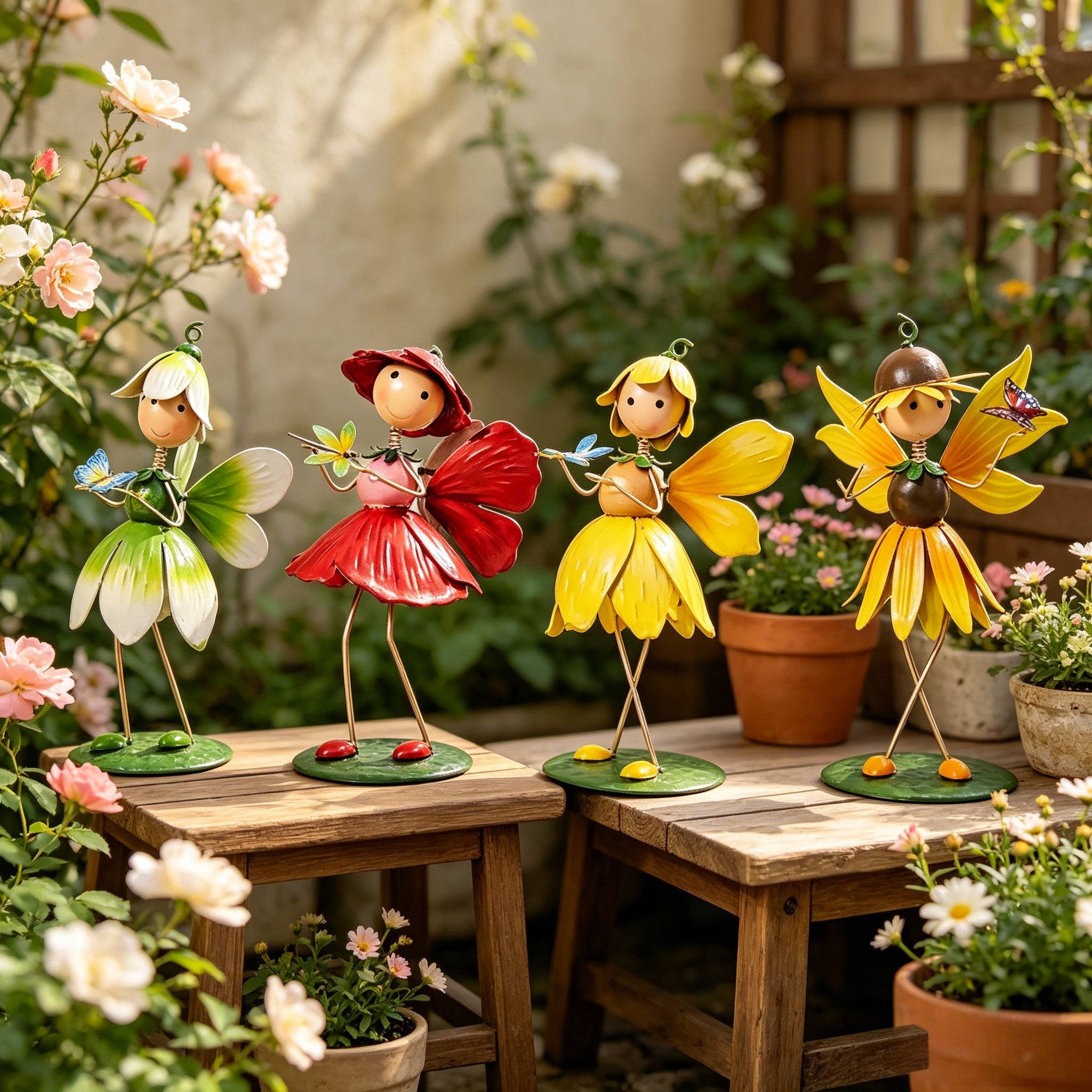 Flower Fairy Garden Wrought Iron Ornament