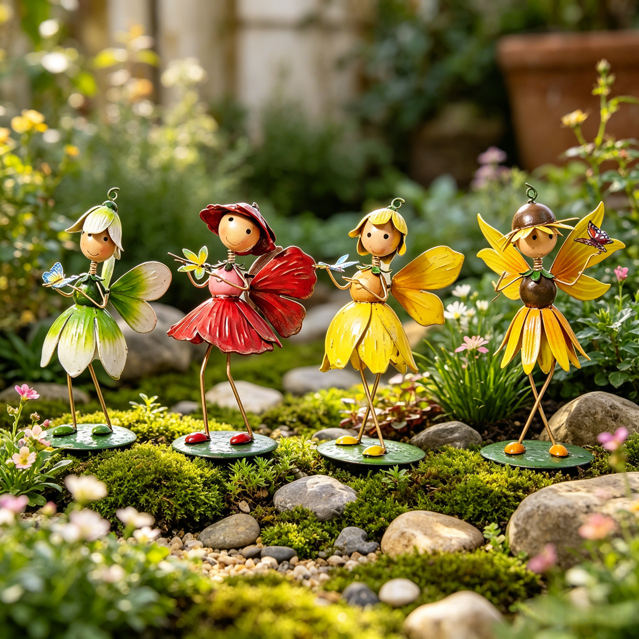 Flower Fairy Garden Wrought Iron Ornament