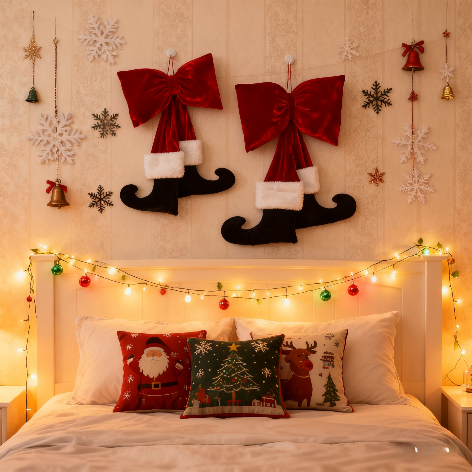 Christmas Bow Ornament with Black Feet