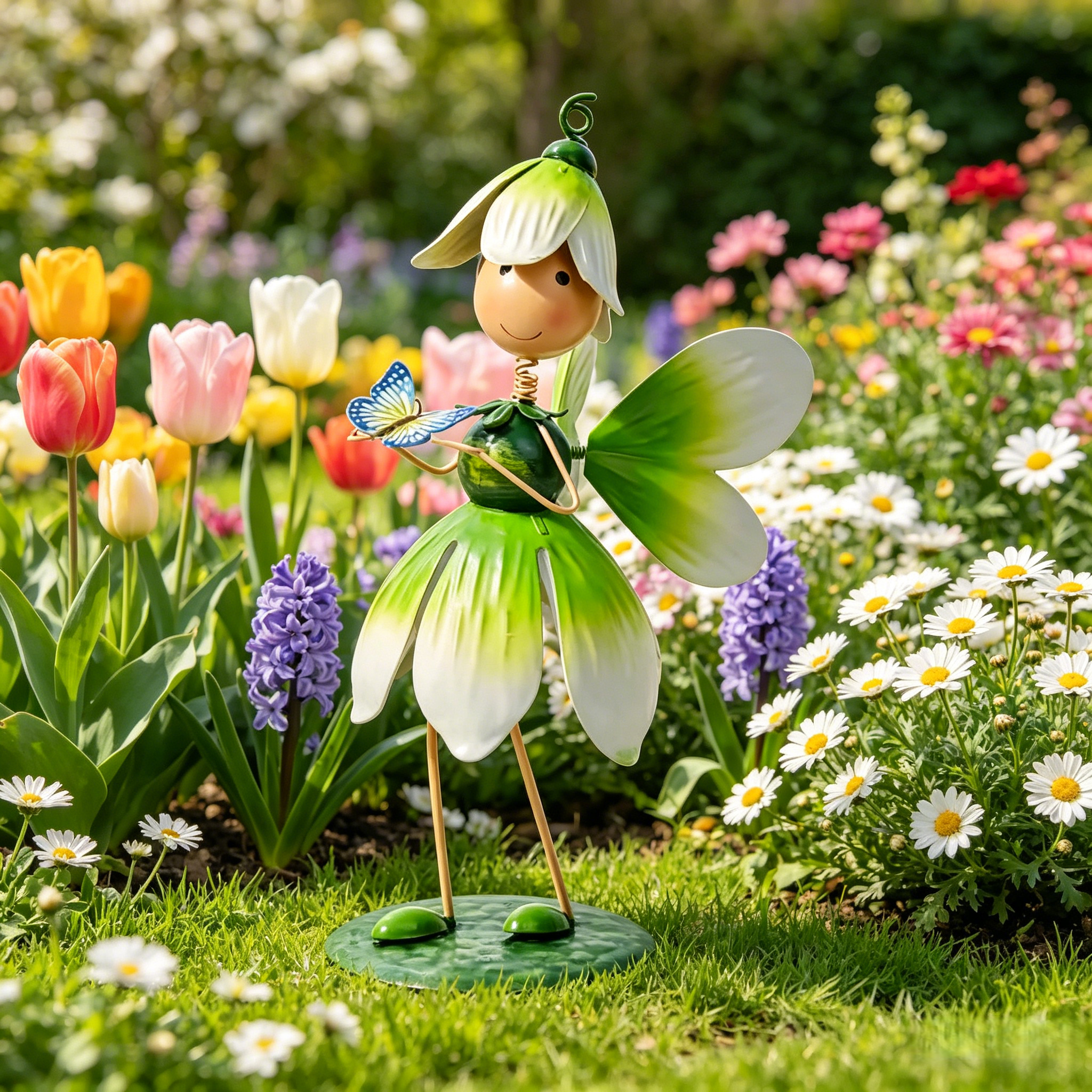 Flower Fairy Garden Wrought Iron Ornament