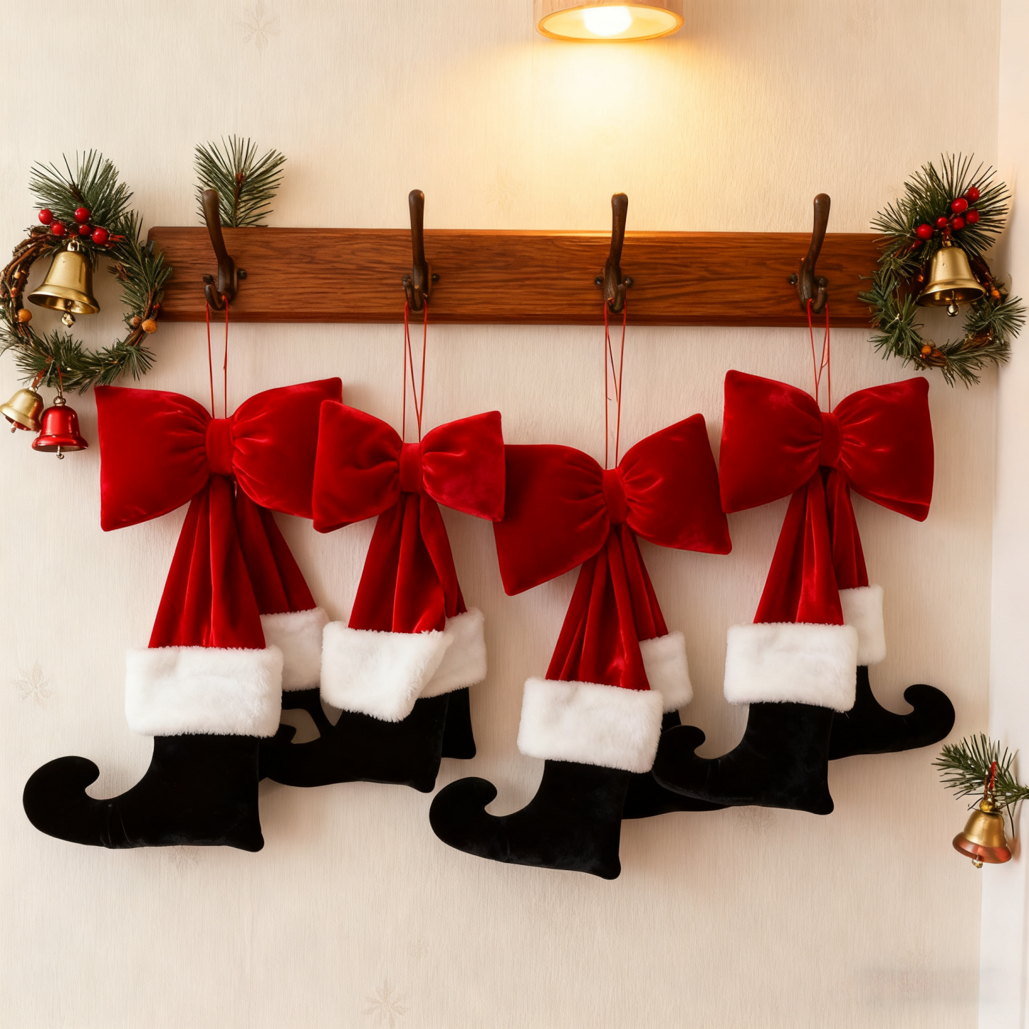 Christmas Bow Ornament with Black Feet