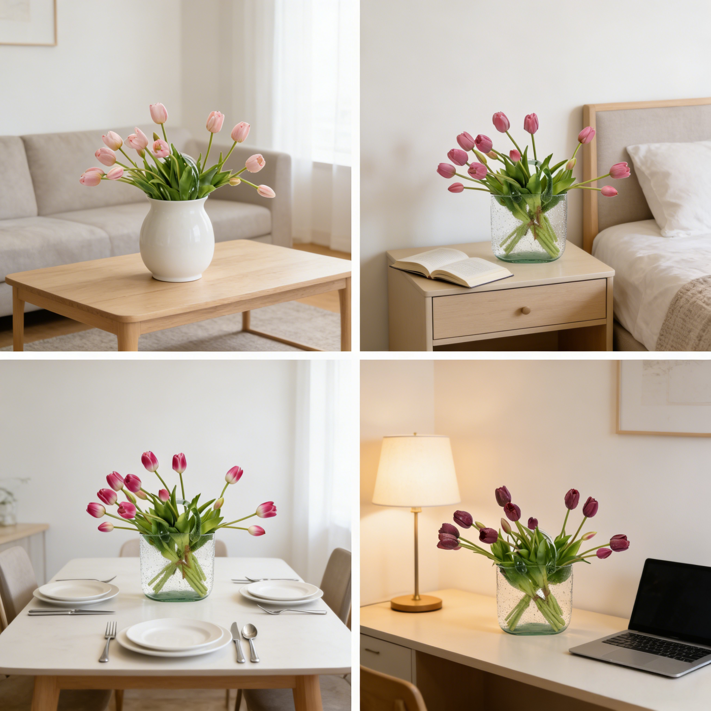 Artificial Tulips Flowers, Real Touch Latex Bouquet