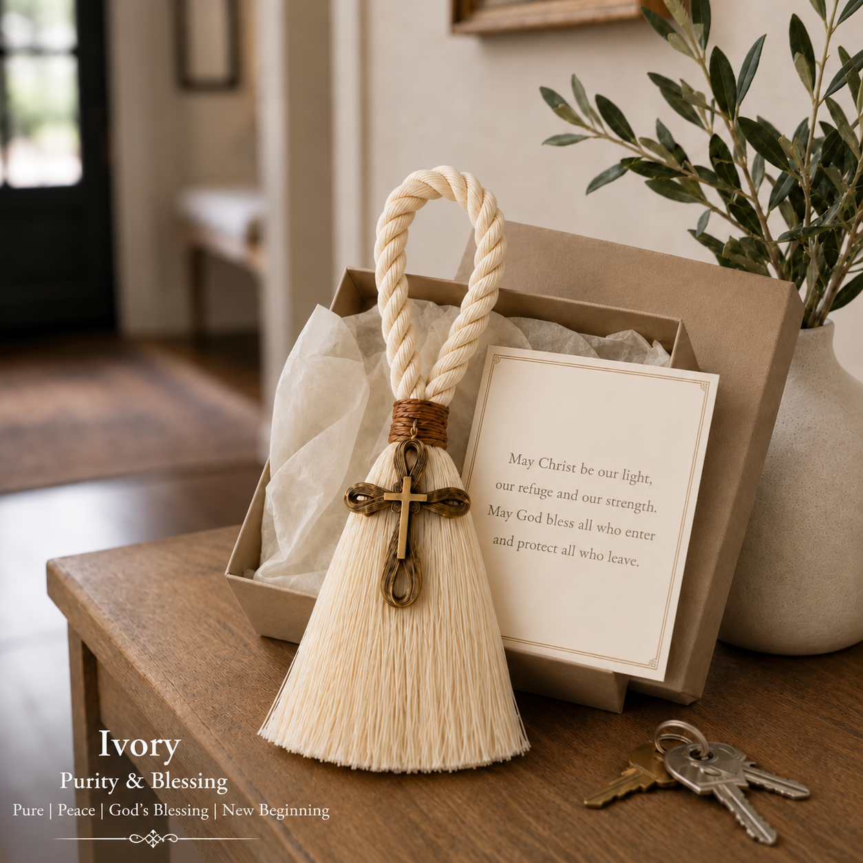 Faith & Home Cross Door Blessing Tassel with Prayer Card