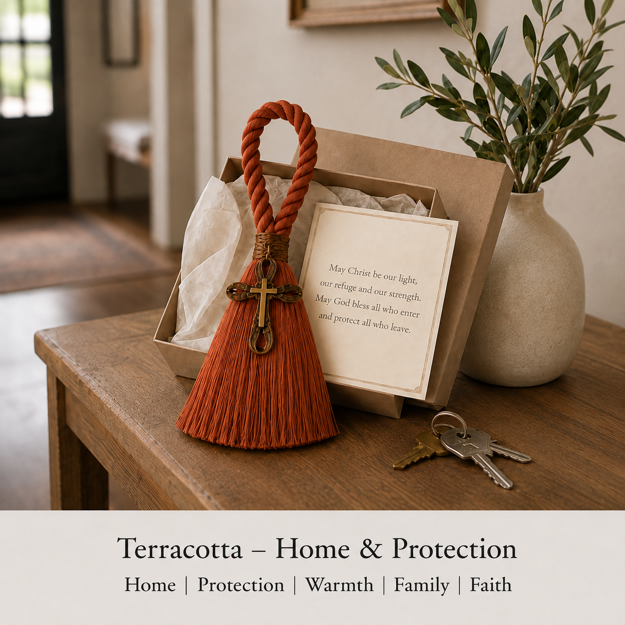Faith & Home Cross Door Blessing Tassel with Prayer Card
