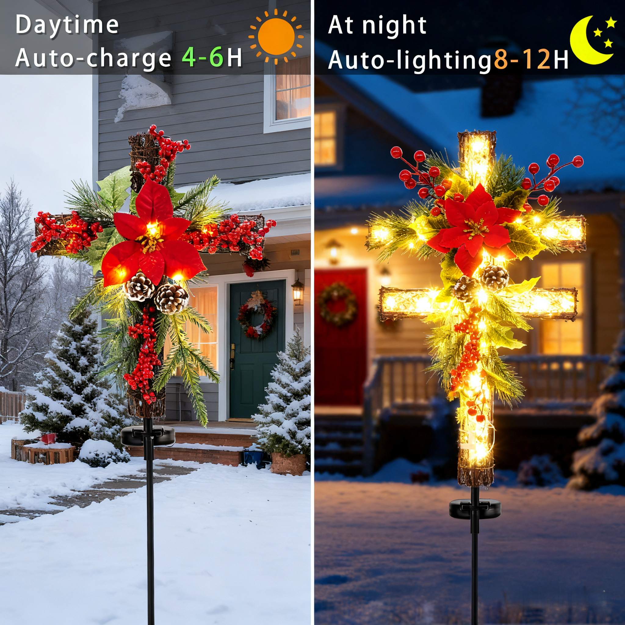 Christmas Waterproof Cross Solar Stake Decoration